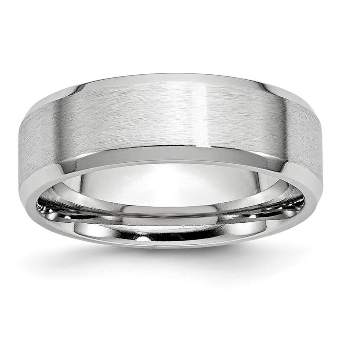 Buy Stylish 7mm Cobalt Satin & Polished Beveled Edge Chisel Band - Luxury-1