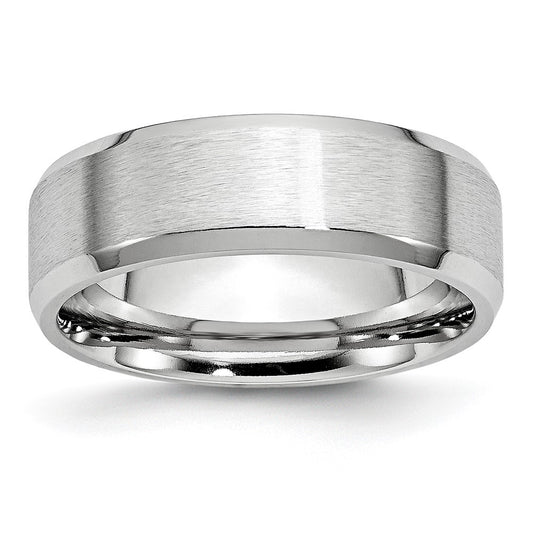 Buy Exclusive 7mm Cobalt Satin and Polished Beveled Edge Chisel Band - Stylish!