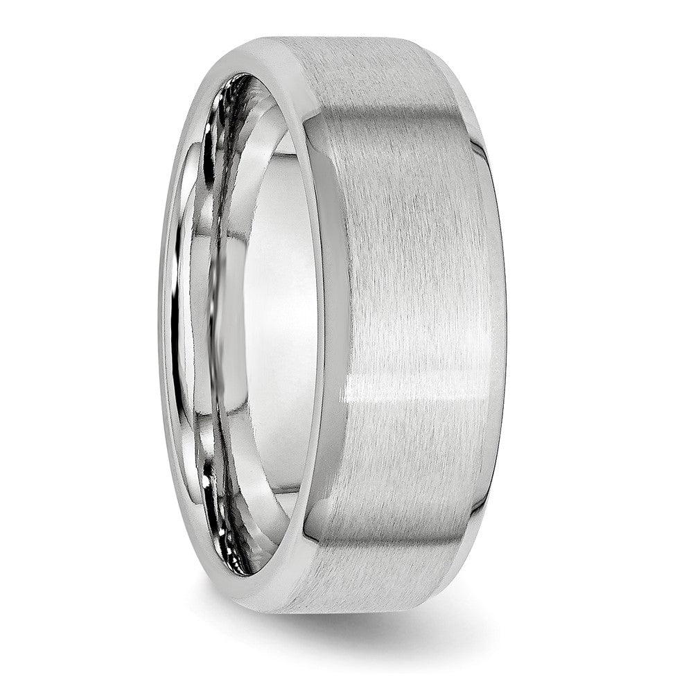 Buy 8mm Cobalt Satin & Polished Beveled Edge Chisel Band - Stylish & Affordable