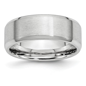 Buy Stylish 8mm Cobalt Satin and Polished Beveled Edge Chisel Band - Luxury