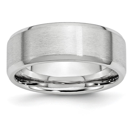 Buy Stylish 8mm Cobalt Satin and Polished Beveled Edge Chisel Band - Luxury
