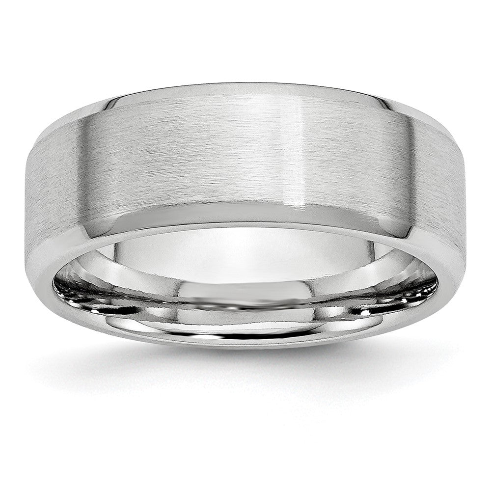 High-Quality 8mm Cobalt Satin Beveled Edge Chisel Band | Stylish Value Design