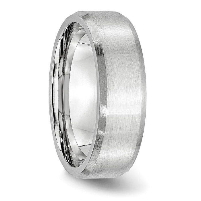 Buy Affordable 7mm Cobalt Chisel Beveled Edge Ring with Satin Finish-4