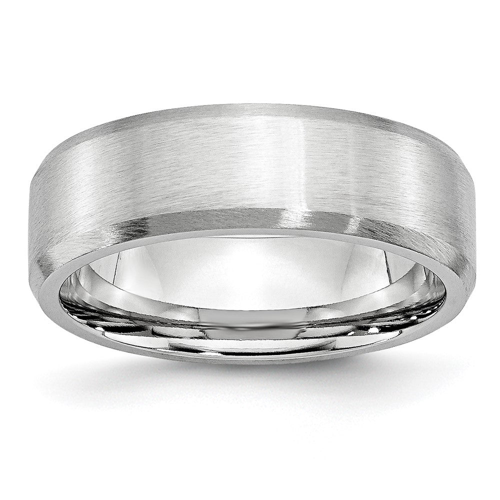 Buy Affordable 7mm Cobalt Chisel Beveled Edge Ring with Satin Finish