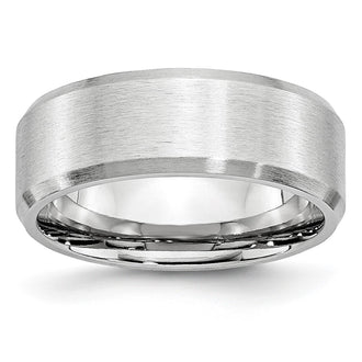 High-Quality Cobalt Satin Finish 8mm Beveled Edge Band | Stylish Value Ring