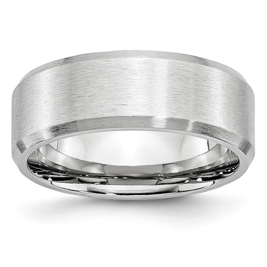 Exclusive 8mm Cobalt Beveled Edge Satin Finish Chisel Band - Stylish Value