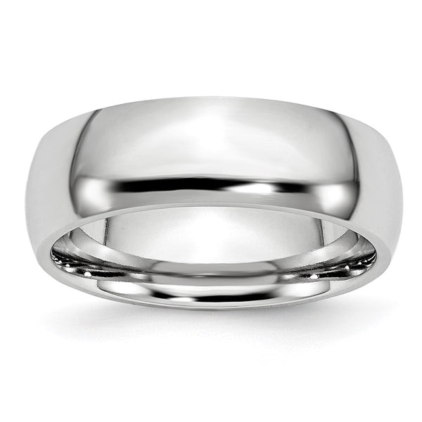 7mm Cobalt Chisel Polished Half-Round Band Ring