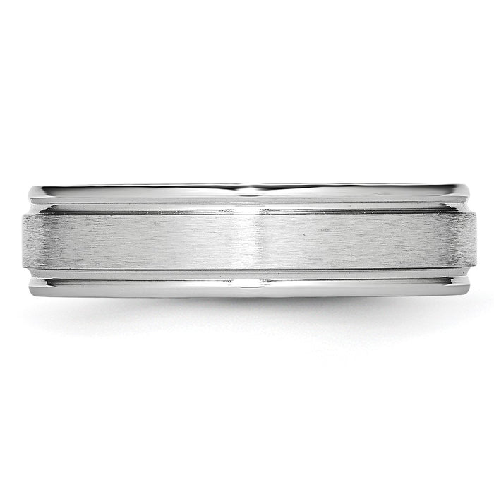 Buy Stylish 6mm Cobalt Satin & Polished Ridged Edge Chisel Band - Luxury Value-3