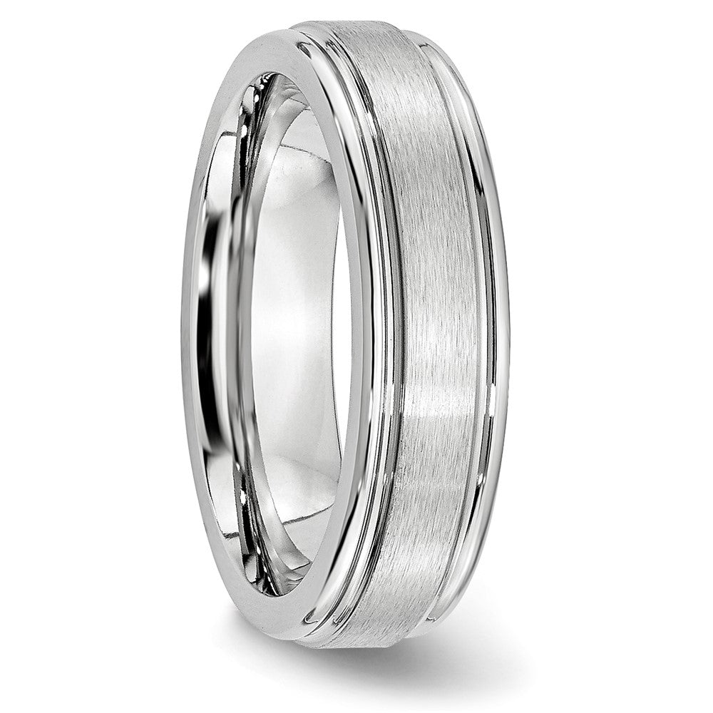 Buy Exclusive Cobalt Satin Polished 6mm Ridged Edge Chisel Band - Stylish Value