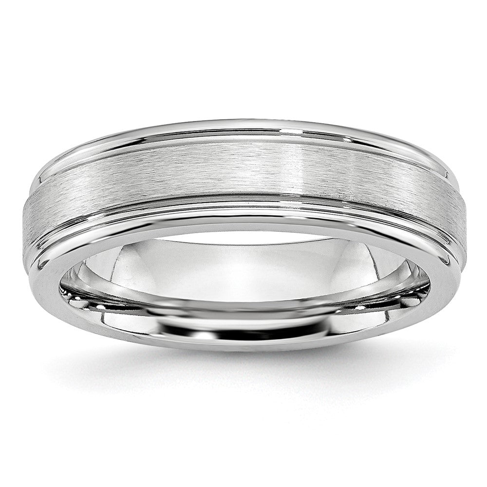 Buy Stylish 6mm Cobalt Satin & Polished Ridged Edge Chisel Band - Luxury Value