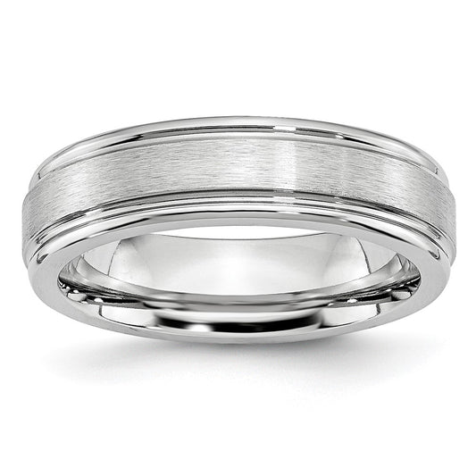 Buy Stylish 6mm Cobalt Satin & Polished Ridged Edge Chisel Band - Luxury Value
