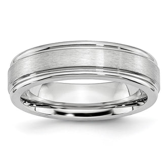 High-Quality 6mm Cobalt Satin & Polished Chisel Band - Stylish Ridged Edge