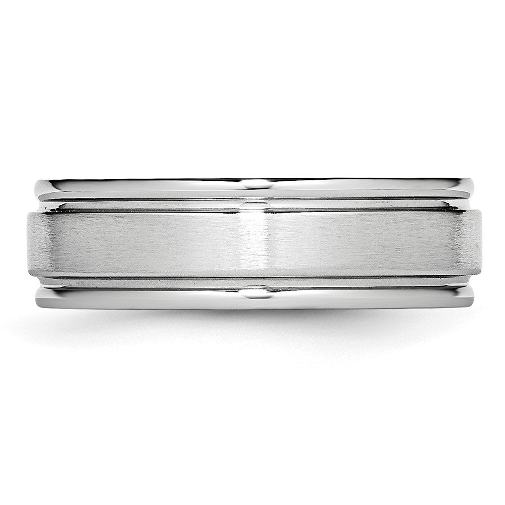 Buy Stylish 7mm Cobalt Satin & Polished Ridged Edge Chisel Band - Luxury Design