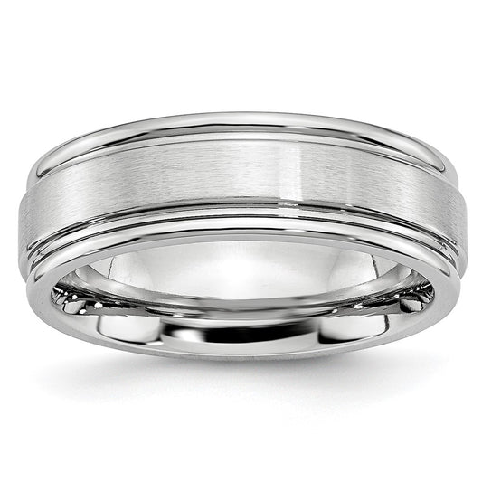 Buy Stylish 7mm Cobalt Satin & Polished Ridged Edge Chisel Band - Luxury Design