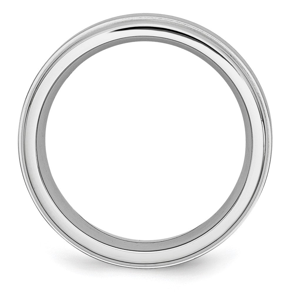 Exclusive 8mm Cobalt Satin & Polished Chisel Band - Stylish Ridged Edge