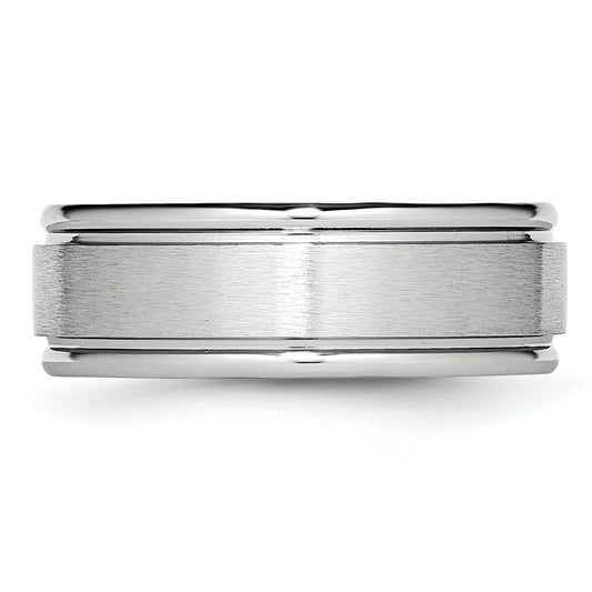 Buy Stylish Cobalt Satin & Polished 8mm Chisel Band with Ridged Edge