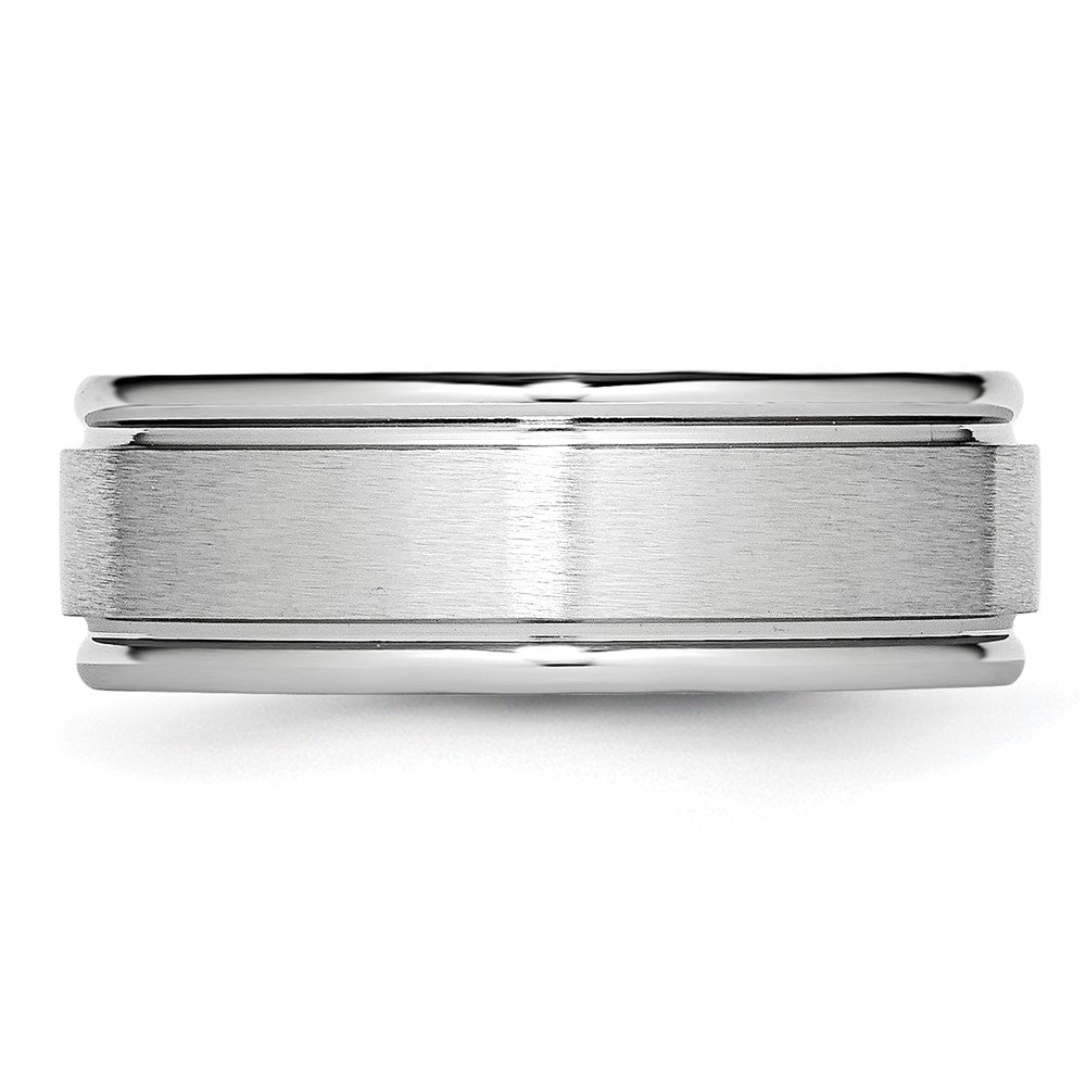Exclusive 8mm Cobalt Satin & Polished Chisel Band - Stylish Ridged Edge