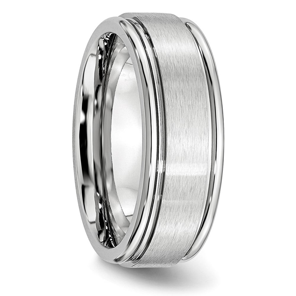 Exclusive 8mm Cobalt Satin & Polished Chisel Band - Stylish Ridged Edge