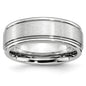 Buy Stylish Cobalt Satin & Polished 8mm Chisel Band with Ridged Edge-1