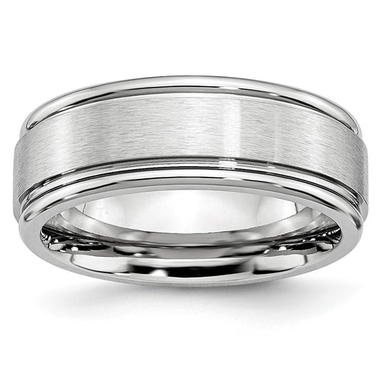 Buy Stylish Cobalt Satin & Polished 8mm Chisel Band with Ridged Edge