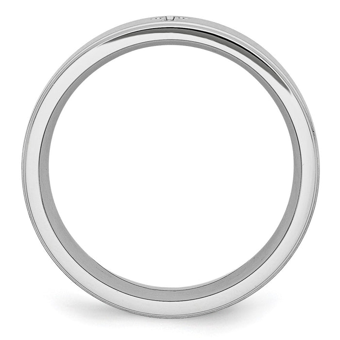 Buy Stylish 8mm Cobalt Satin & Polished Chisel Band with Ridged Edge - Luxury-2