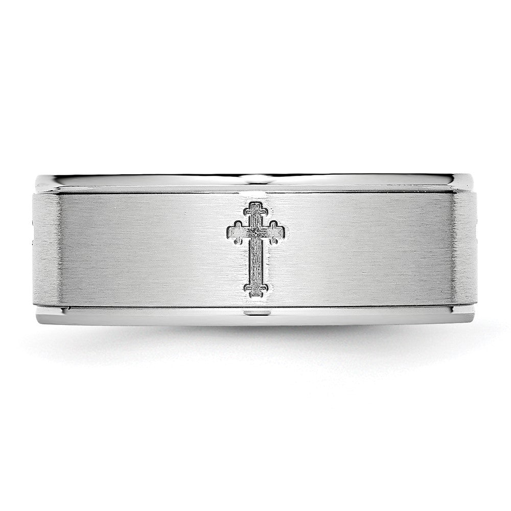 High-Quality 8mm Cobalt Satin & Polished Chisel Band - Stylish Ridged Edge