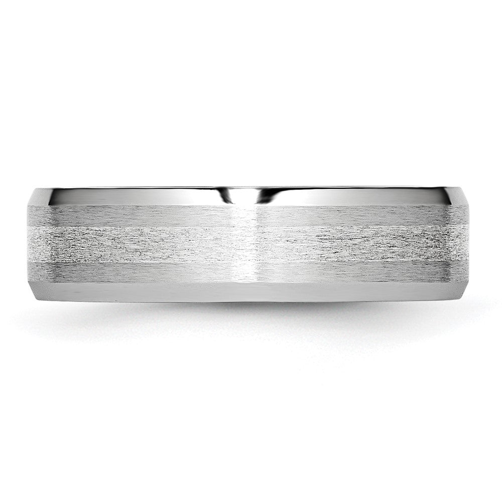 High-Quality Cobalt Sterling Silver Inlay Chisel Band - 6mm Beveled Edge, Stylish Finish