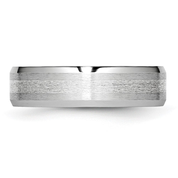 High-Quality Cobalt Sterling Silver Inlay Chisel Band - 6mm Beveled Edge, Stylish Finish-3