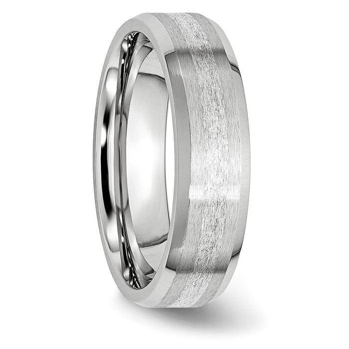 High-Quality Cobalt Sterling Silver Inlay Chisel Band - 6mm Beveled Edge, Stylish Finish-4