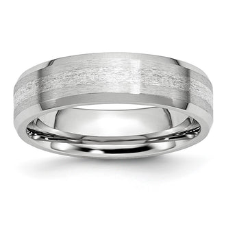 High-Quality Cobalt Sterling Silver Inlay Band - 6mm Stylish Chisel Design