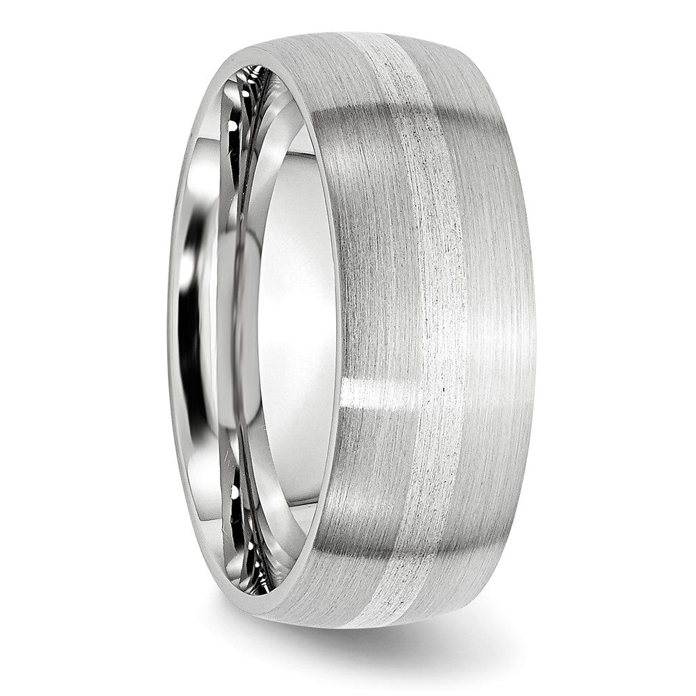 High-quality 8mm Chisel Cobalt Sterling Silver Inlay Band - Stylish Value!