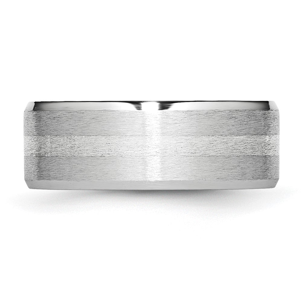 Exclusive 8mm Cobalt Chisel Sterling Silver Inlay Band - Stylish Beveled Edges