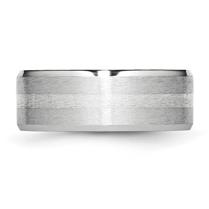 Buy Stylish Cobalt Chisel Sterling Silver Inlay Band - 8mm Beveled Edge-3