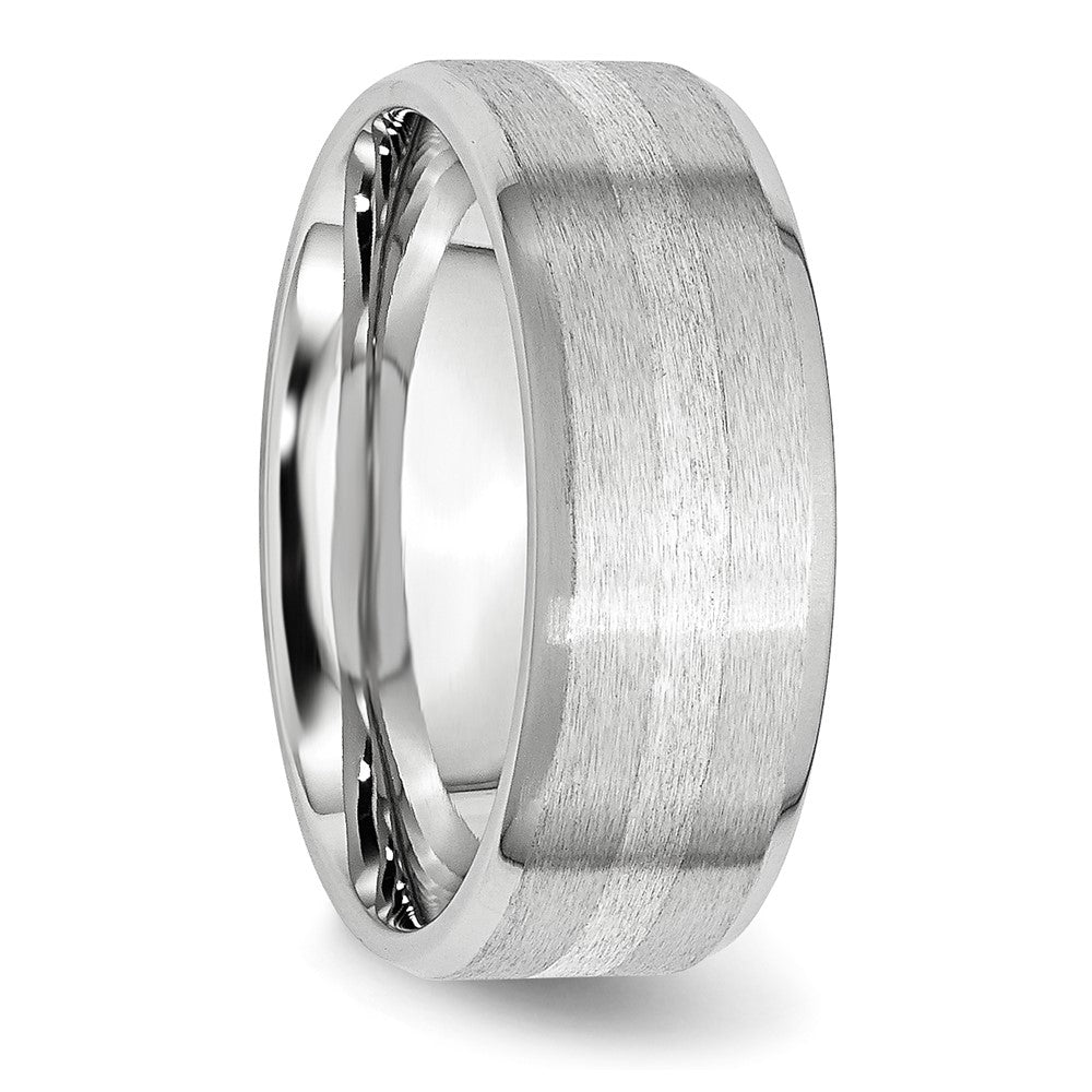 Buy Exclusive 8mm Cobalt Chisel Sterling Silver Inlay Beveled Edge Band