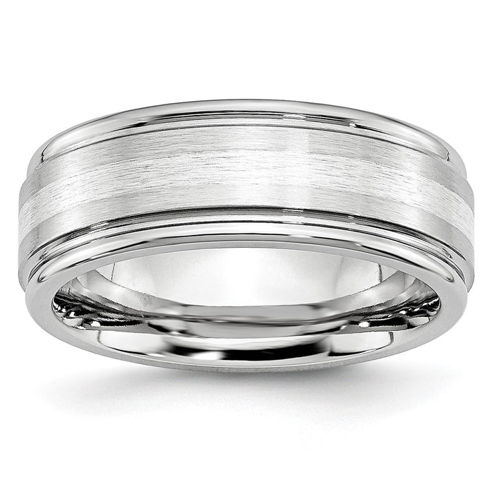 High-Quality 8mm Cobalt Sterling Silver Chisel Band - Stylish Satin Finish-1