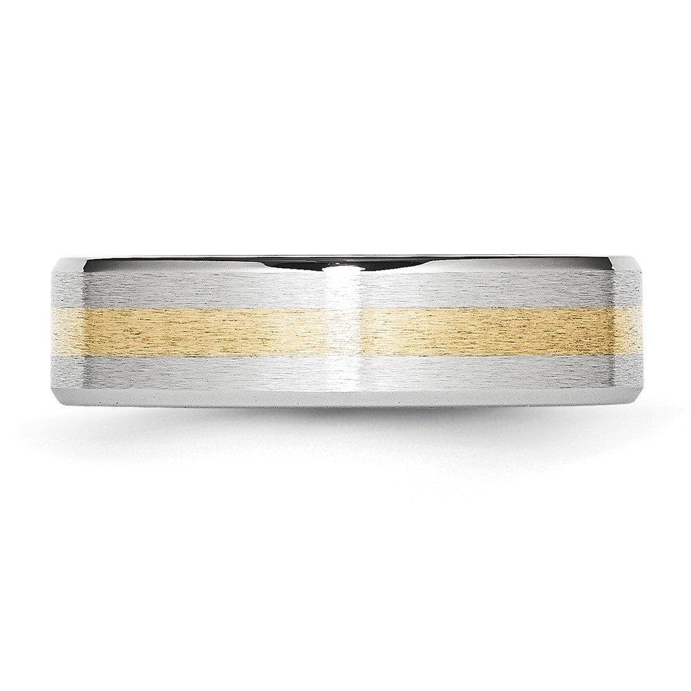 Buy Stylish 6mm Cobalt Chisel Ring with 14K Gold Inlay - Luxury & Value!