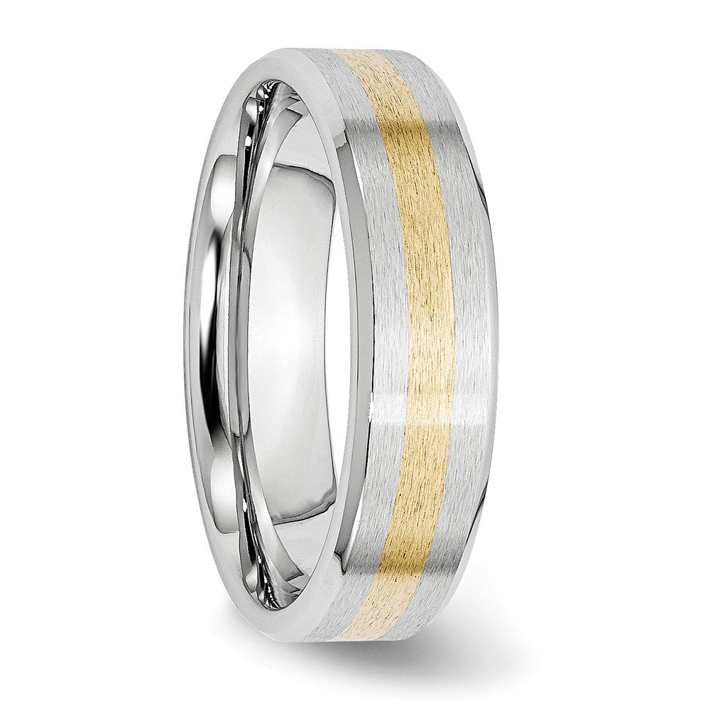 Buy Stylish 6mm Cobalt Chisel Ring with 14K Gold Inlay - Affordable Luxury!
