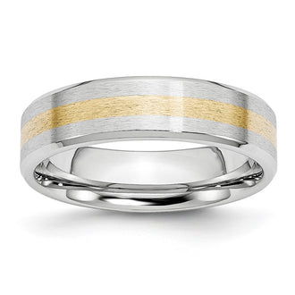 Exclusive Cobalt Chisel 6mm Band with 14K Gold Inlay - Stylish Finish