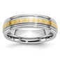Exclusive Cobalt Chisel 14K Gold Inlay 6mm Satin & Polished Band - Luxury Value-2