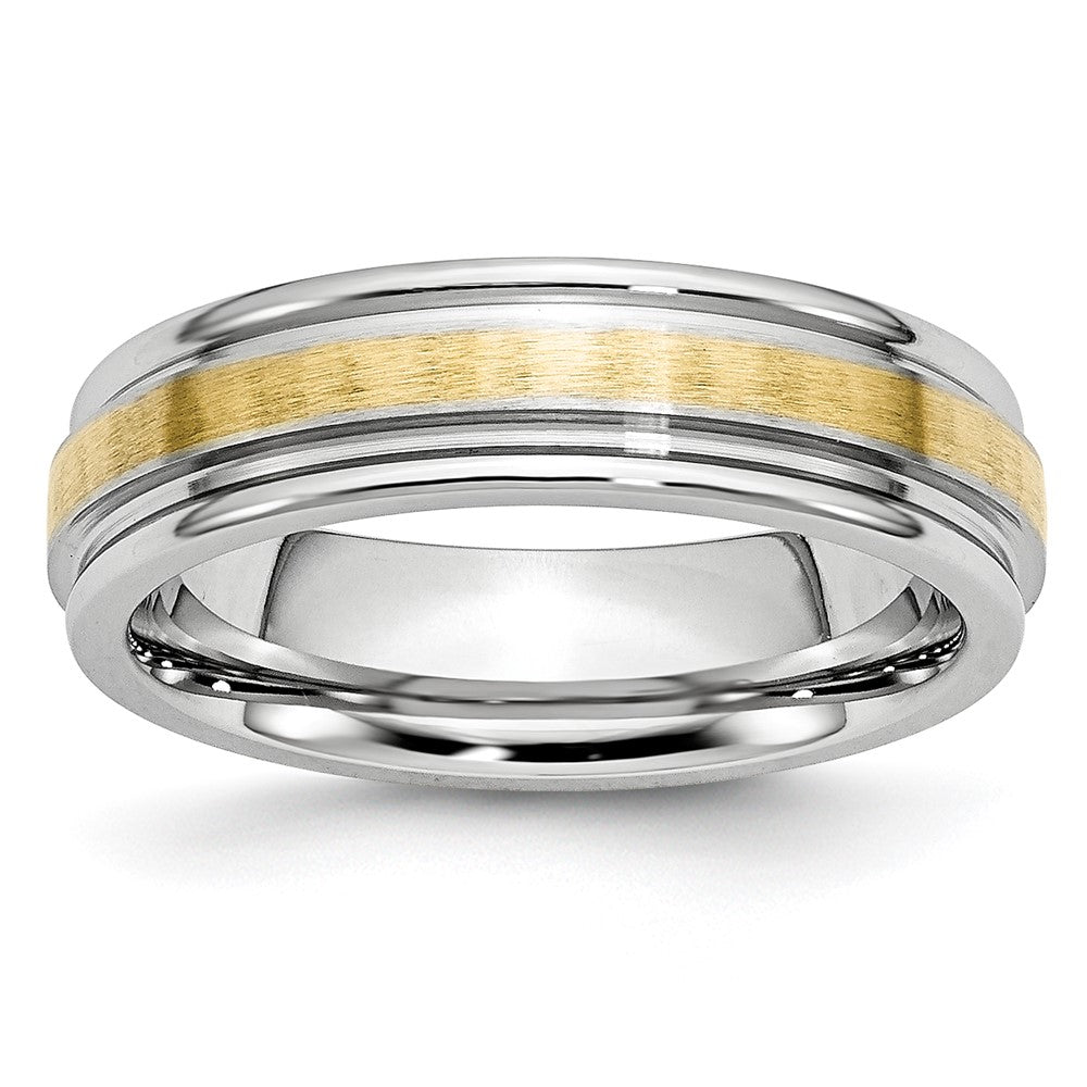 Buy Stylish Cobalt Chisel 6mm Band with 14K Gold Inlay - Affordable Luxury