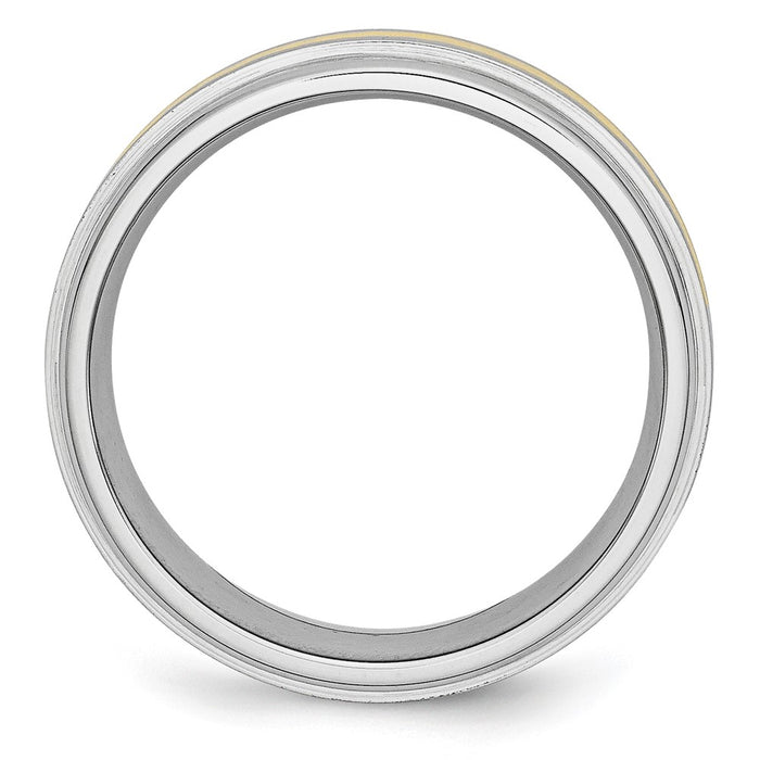 Exclusive 8mm Cobalt Chisel Ring with 14K Gold Inlay - Stylish & Durable Design-2