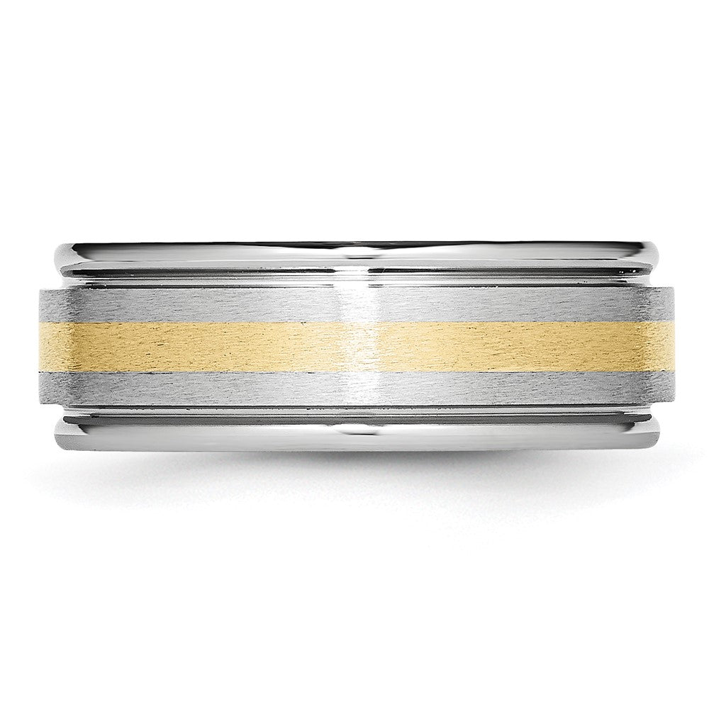 Exclusive 8mm Cobalt Chisel Ring with 14K Gold Inlay - Stylish & Durable Design