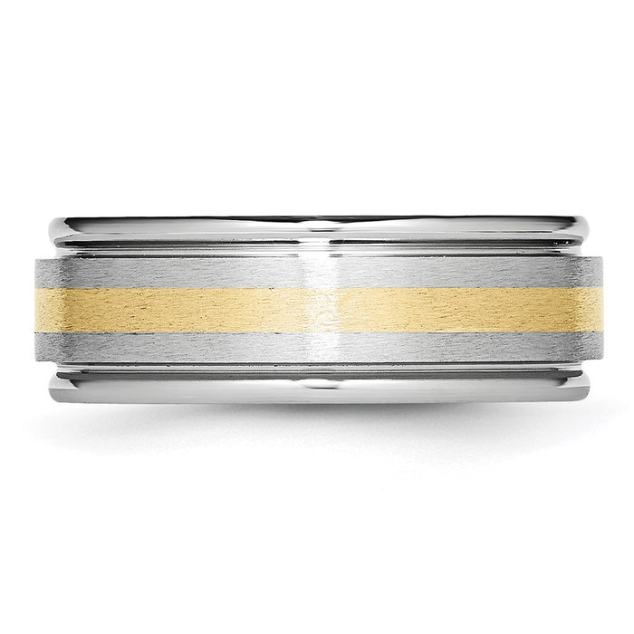 Buy Stylish Chisel Cobalt 8mm Band with 14K Gold Inlay - Satin Finish-3