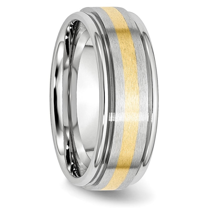 Exclusive 8mm Cobalt Chisel Ring with 14K Gold Inlay - Stylish & Durable Design-4