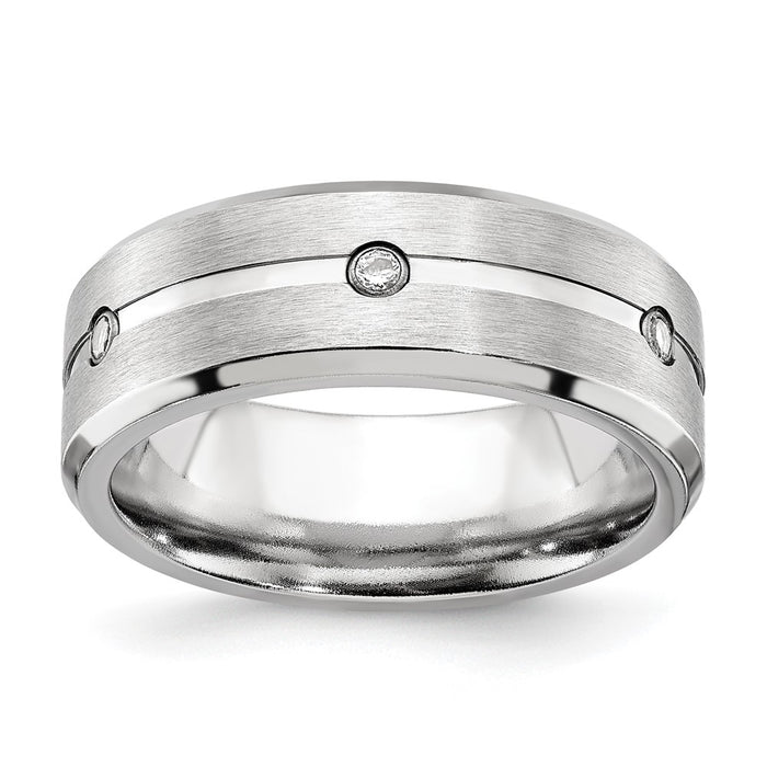 Buy Exclusive 8mm Cobalt Chisel Beveled Band with CZ Accents - Stylish Finish-1