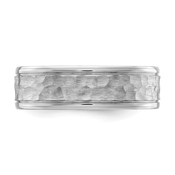Buy High-Quality 7mm Cobalt Chisel Hammered Band | Stylish Brushed Finish-3