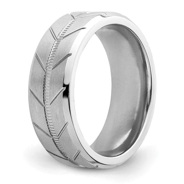 Buy Designer Cobalt Beveled 8mm Band | Stylish Chiseled Finish-4