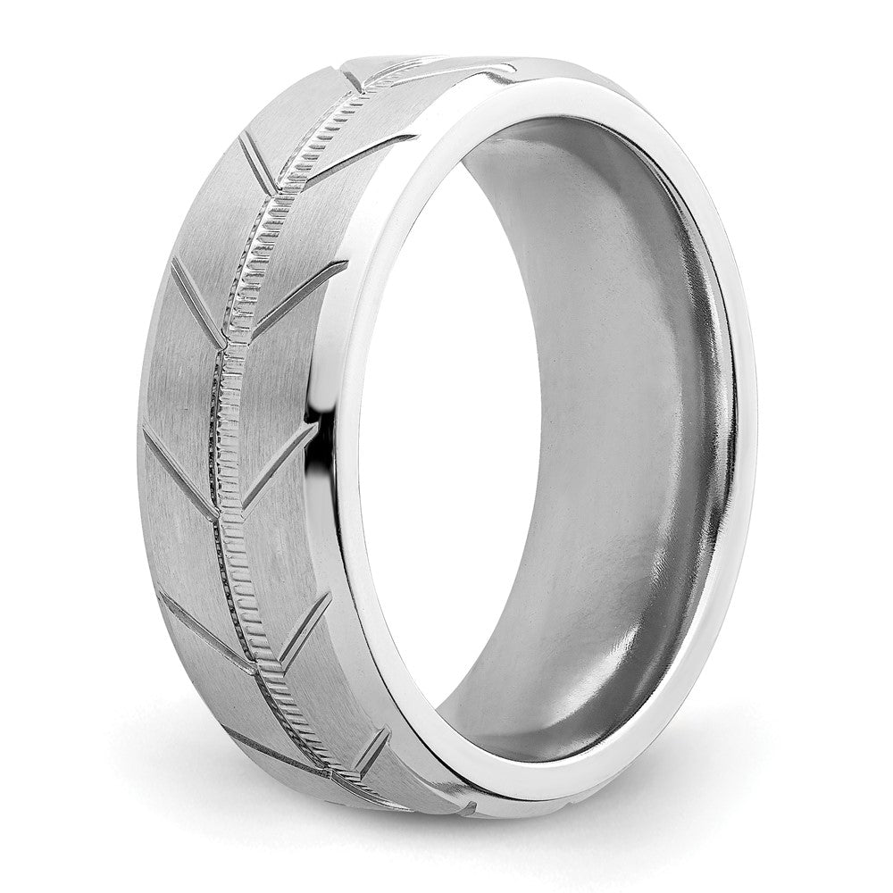High-Quality Cobalt Beveled 8mm Band - Stylish Chiseled Finish, Affordable Price!