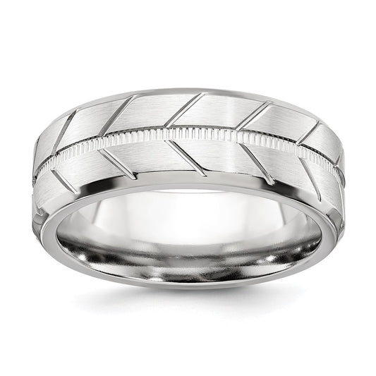 High-Quality Cobalt Beveled 8mm Band - Stylish Chiseled Finish, Affordable Price!