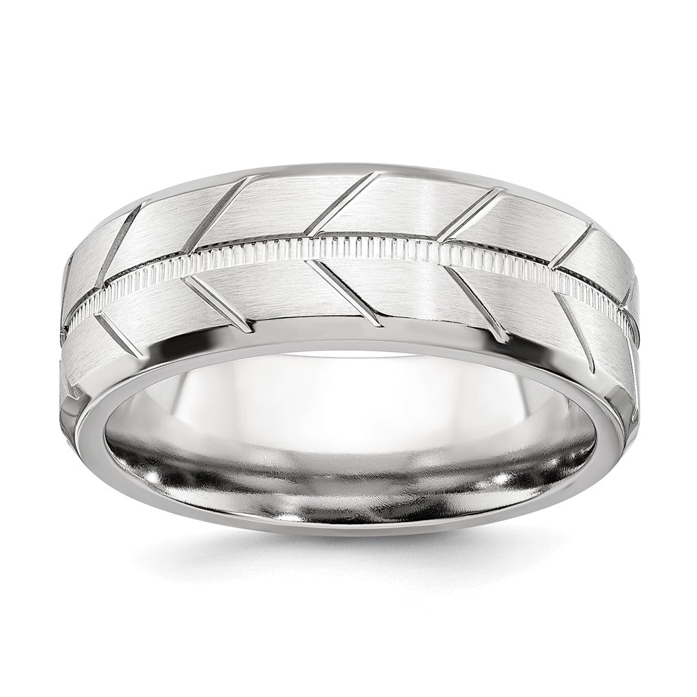 Buy 8mm Cobalt Chisel Beveled Band - Stylish Brushed & Polished Finish